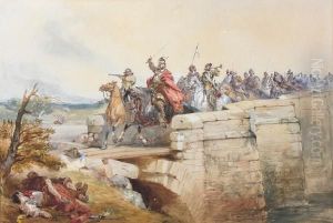 Cavalry Charging Across A Stone Bridge