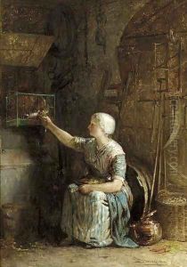 Feeding the bird by Hendricus Johannes Burgers