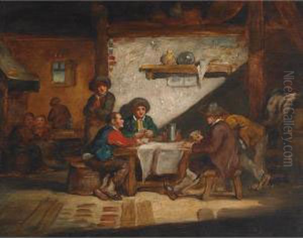 Telling Stories And Playing Cards In A Tavern - view 1