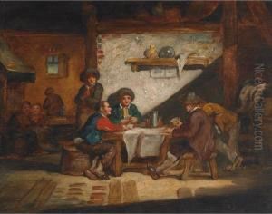 Telling Stories And Playing Cards In A Tavern