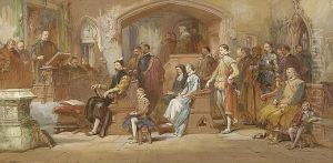 Figures Attending A Church Sermon