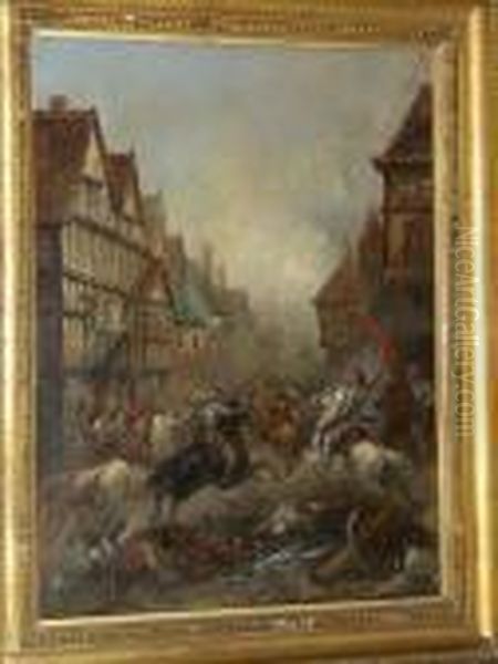 Cavalry Skirmish In A Town - view 1