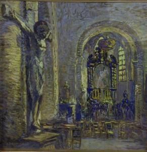 Category: Painting
 Description:interieur Van De Kerk Van Vorst by Paul Cauchie