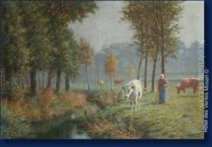 Vachere Et Son Troupeau by Albert Caullet