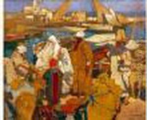 Scene Animee Sur Le Port De L'amiraute D'alger . Scene Animee Sur Le Port De L'amiraute D'alger .