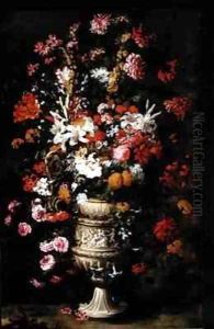 Flowers in a Figured Vase by Jan Peeter Brueghel