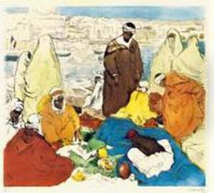 Marche Sur Les Quais De L'amiraute D'alger by Leon Cauvy