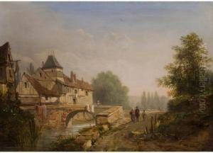 Landschaft Mit Gebauden, Steinbrucke Und Figurenstaffage Landschaft Mit Gebauden, Steinbrucke Und Figurenstaffage