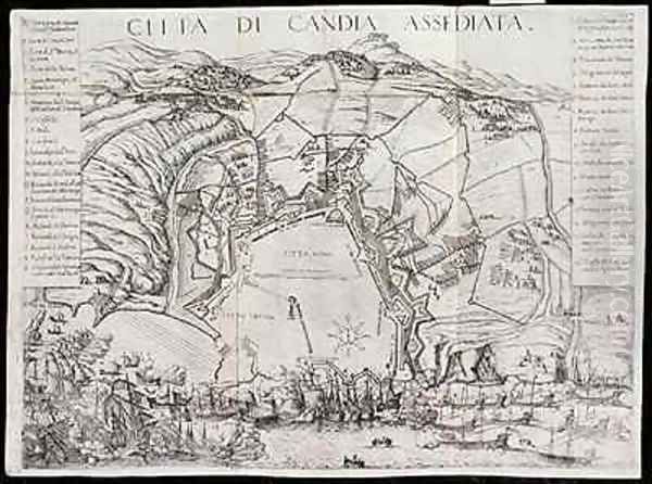 Plan of Candia illustrating the beginning of the Cretan War in 1645 - view 1
