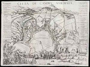 Plan of Candia illustrating the beginning of the Cretan War in 1645