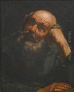 The Head Of An Elderly, Bearded Man by Giacomo Cavedone