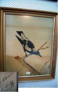 Magpie And Caterpillar by Neville Henry Peniston Cayley