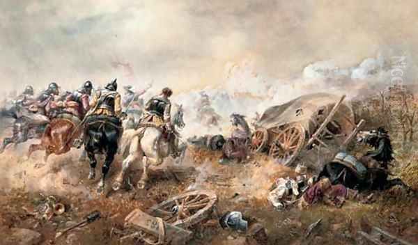 War - The attack on the baggage train at the battle of Edgehill - view 1