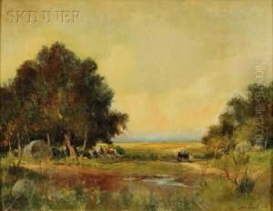 Landscape With Figures By A Tree And Cart