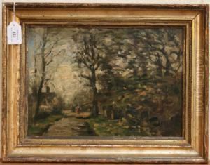 Landscape With A Figure Walking On A Path Towards A Cottage by Jean-Charles Cazin
