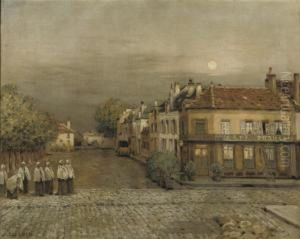 Effet De Lune: On A Village Square by Jean-Charles Cazin