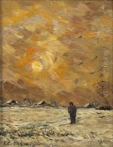 Promeneurs Dans Un Paysage De Neige by Jean-Charles Cazin