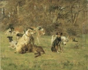 Cani Nella Radura by Eugenio Cecconi