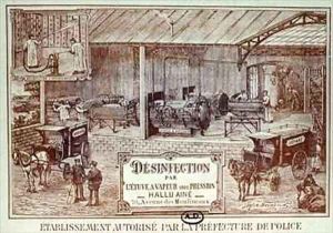 Poster advertising Machinery for Disinfection by Steam produced by Hallu Aine, end nineteenth century by Bourdelin, Emile