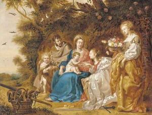 The Mystic Marriage of Saint Catherine of Alexandria, with Saint Joseph, Saint Dorothea and the Infant Saint John the Baptist by Jan Van Balen