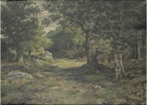 "paysage De La Foret De Fontainebleau". by Charles Ferdinand Ceramano