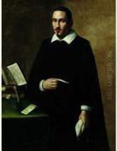 Portrait De Giulio Meria Pres De Son Bureau Tenant Une Lettre by Carlo Ceresa