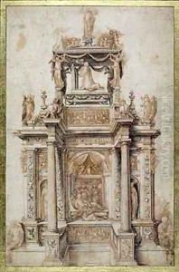 Design for a Funerary Monument for Gaston de Foix, Duke of Nemours 1489-1512 by Agostino, called il Bambaia Busti
