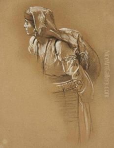 A Montenegrin Girl With A Pack On Her Back by Jaroslav Cermak