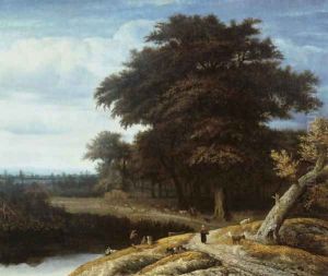 A wooded landscape by Anthonie Van Borssom