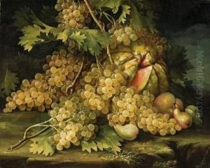 A Still Life With Grapes, Pears And Awatermelon