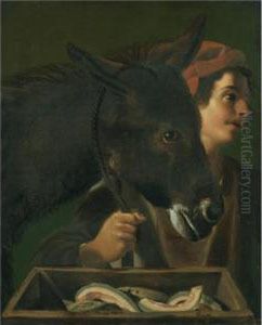 A Young Man And His Donkey by Michelangelo Cerqouzzi