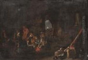 Soldiers Playing Cards In A Guardroom by Michelangelo Cerqouzzi