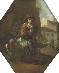 A Vegetable Seller With His Dog by Michelangelo Cerqouzzi