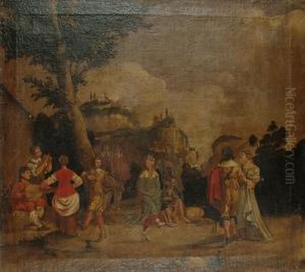 Figures Dancing And Making Music In An Italianate Landscape - view 1