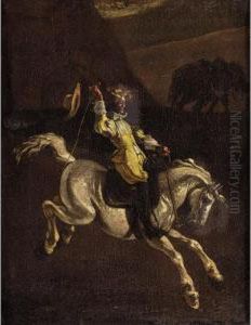 A Gentleman In Yellow Schooling A Horse