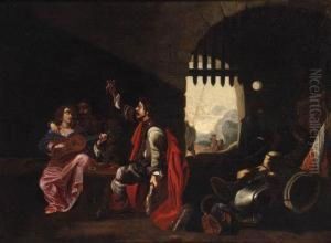 Soldiers Merry Making In A Guardroom by Michelangelo Cerqouzzi