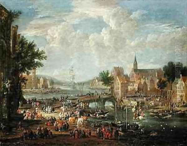 Townsfolk on the Riverbank - view 1