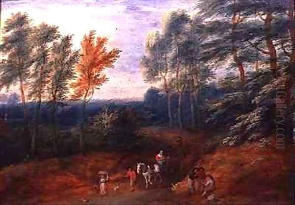 A Wooded Landscape with Travellers in a Haycart - view 1