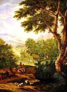 Landscape with travellers