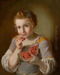 Eating Melon.