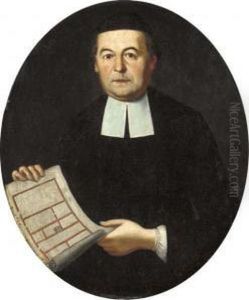 Portrait Of An Architect,
Half-length, In Black Robes And Black Skull-cap, Holding A Floor Plan by Giacomo Ceruti (Il Pitocchetto)