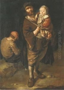 A Peasant Holding His Daughter In His Arms