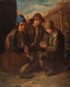 Urchins Playing Cards by Giacomo Ceruti (Il Pitocchetto)