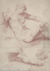 A Reclining Male Nude by Giuseppe Cesari