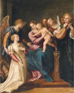 The Holy Family With Saint Margaret And Angels