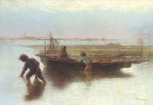 Shell fishers on the Venetian Lagoon by Hendricus-Jacobus Burgers