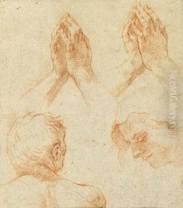 The Head Of A Man Seen From Behind, Praying Hands And The Head Ofthe Virgin The Head Of A Man Seen From Behind, Praying Hands And The Head Ofthe Virgin