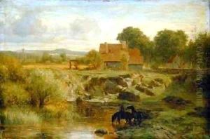 Horses Crossing a River in the Ile de France by Peter Burnitz