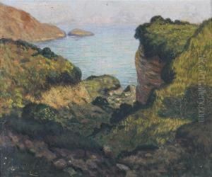 Paysage De Falaise En Bretagne by Maurice Chabas