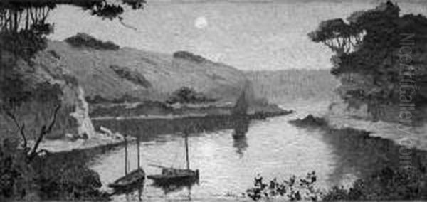 Bateaux Remontant La Laita Au Crepuscule - view 1